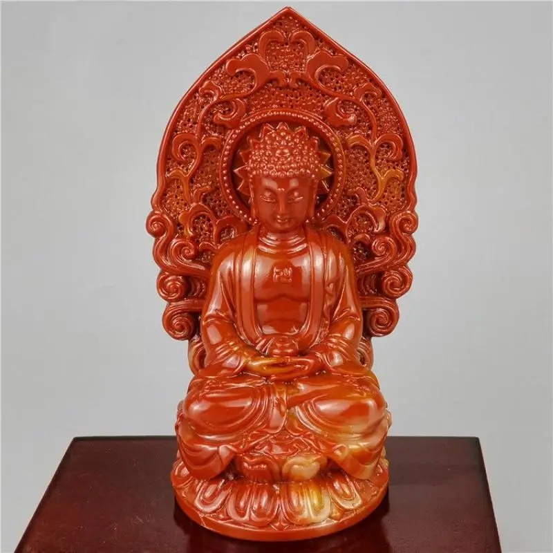 

China Imitate Shoushan Stone Hibiscus Stone Hand Carved Fo Guang Shakyamuni Decoration Ornamental Buddha Statues et Sculptures