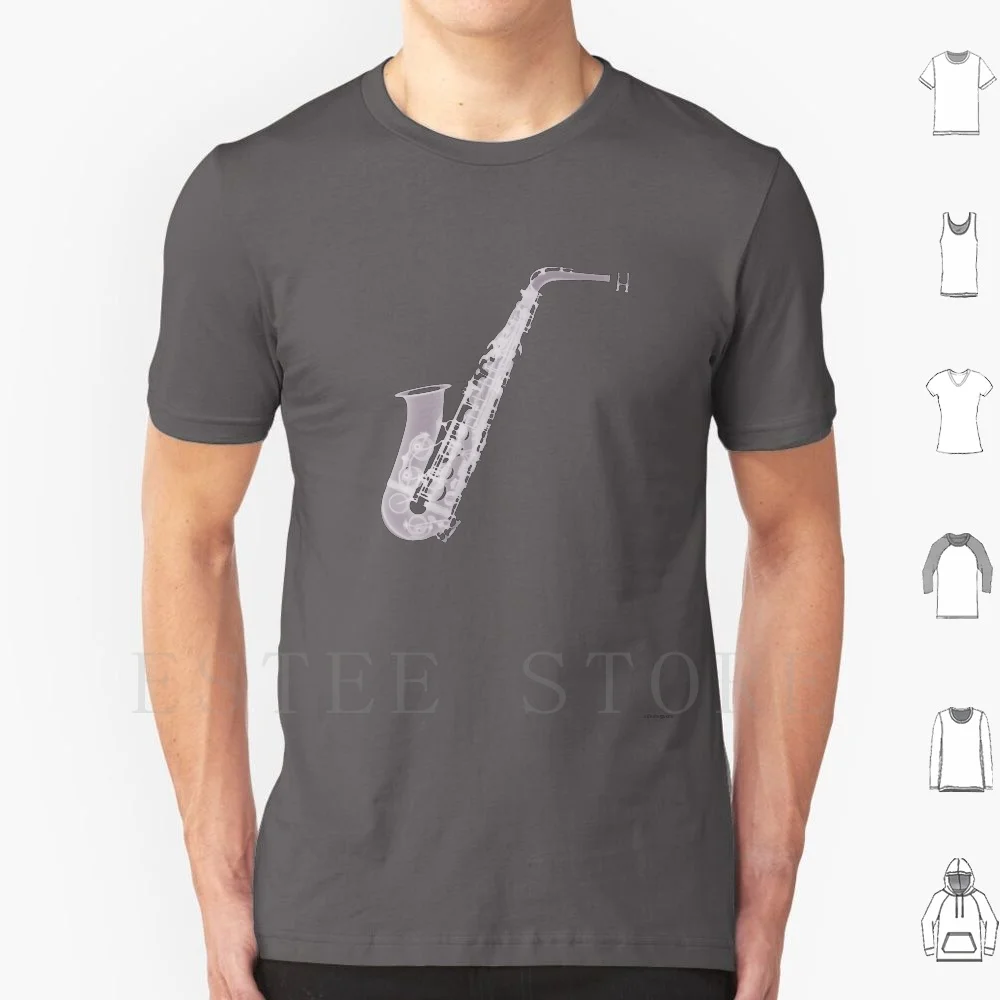 Saxophone-X-Ray T Shirt DIY Big Size 100% Cotton Music Instrument X Ray X Ray Image Radiation Musical