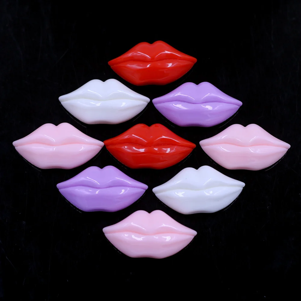 4Pcs Cabochon Embellishment Sexy Lips Beads Resin Flatback Scrapbooking Decoration Jewelry DIY Accessories 41x21mm