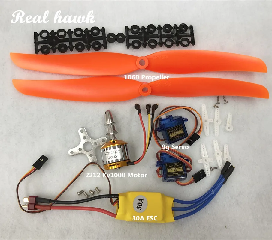 2212 A2212 1000KV Bezszczotkowy silnik 30A ESC Mocowanie silnika 1060 Śmigło SG90 9G Mikro serwo do helikoptera RC z stałym skrzydłem