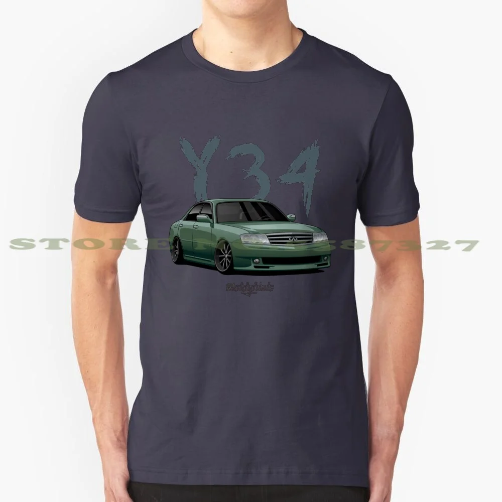 Jdm Y34 ( Olive ) 100% Cotton T-Shirt Infiniti M45 Y34 Cedric Gloria Skyline Silvia S13 S14 S15 Hachiroku Touge Ebisu Matsuri