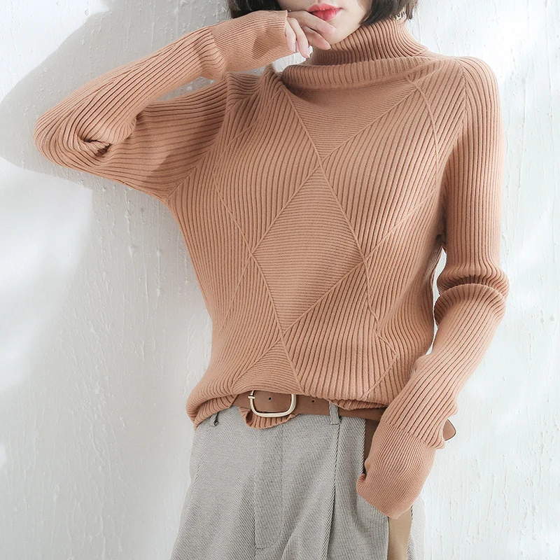 Maglione di cachemire maglione a collo alto da donna pullover a collo alto lavorato a maglia di colore puro maglione allentato di grandi dimensioni