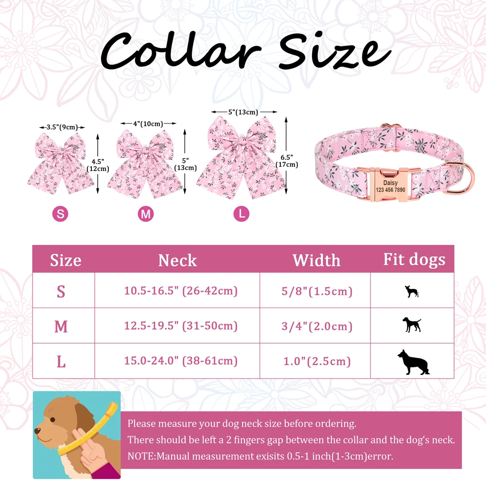 Personalized Puppy Dog Cat Collar Custom Printed Bowknot Pet Accessories Collar Pug Chihuahua Engraved Nameplate Bow Tie Collars