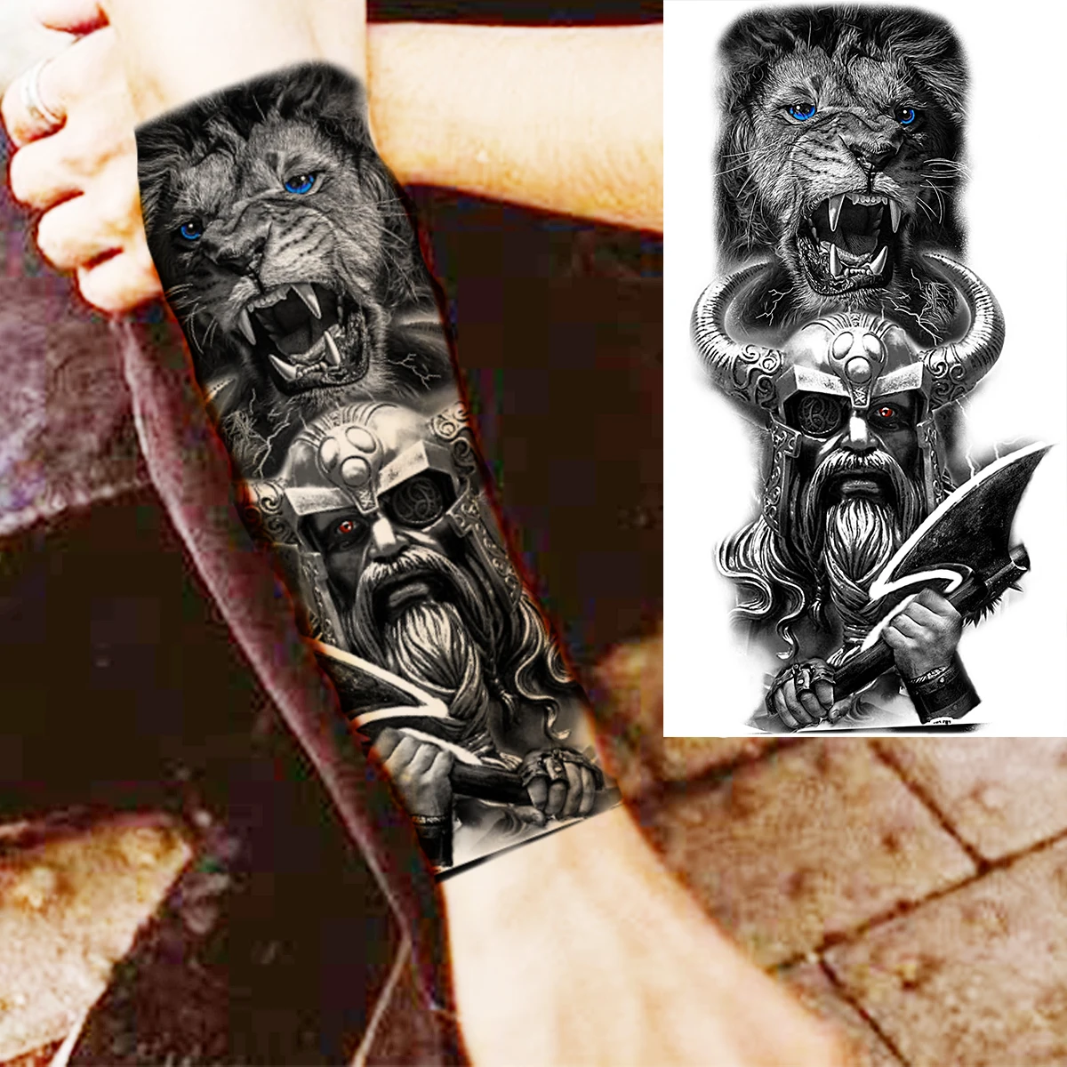 3D Joker Halloween Temporary Tattoos For Women Men Realistic Lion Compass Wolf Pirate Vampire Fake Tattoo Sticker Tatoos Clown