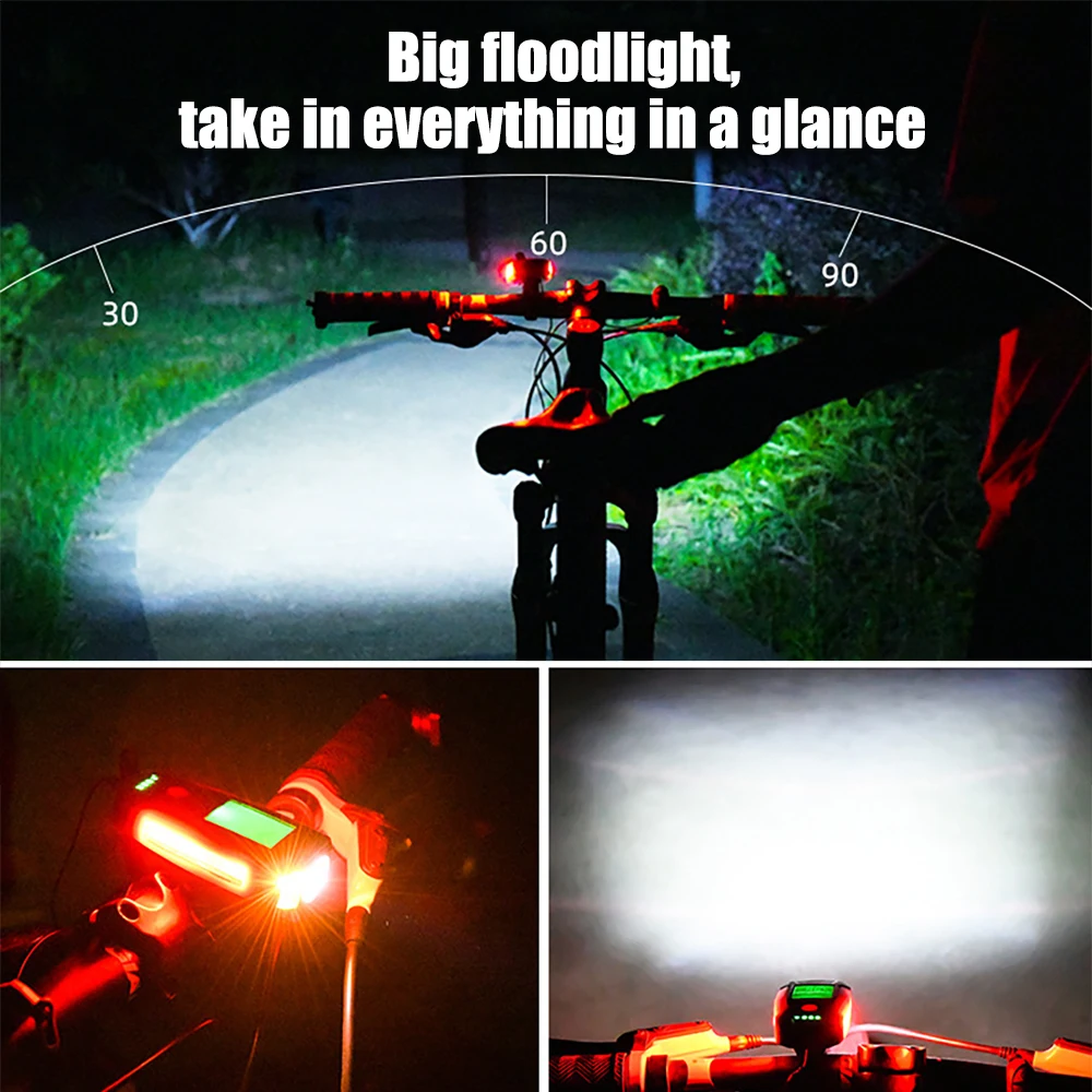 ThinkRider 3 in 1 USB Bicycle light Flashlight 5 LED Bicycle Computer/Horn IPX4 Waterproof Headlight Odometer Bike Accessories