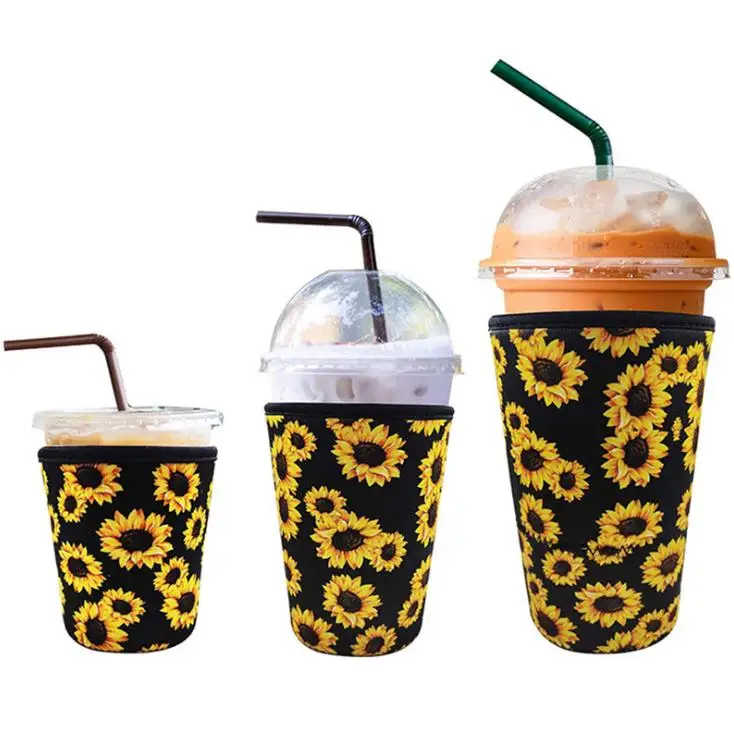 Iced Coffee Sleeve Neoprene Cold Drinks Beverages Insulator 30oz 20oz 16oz Printed Cup Holder Reusable Cups Accessories SN3760