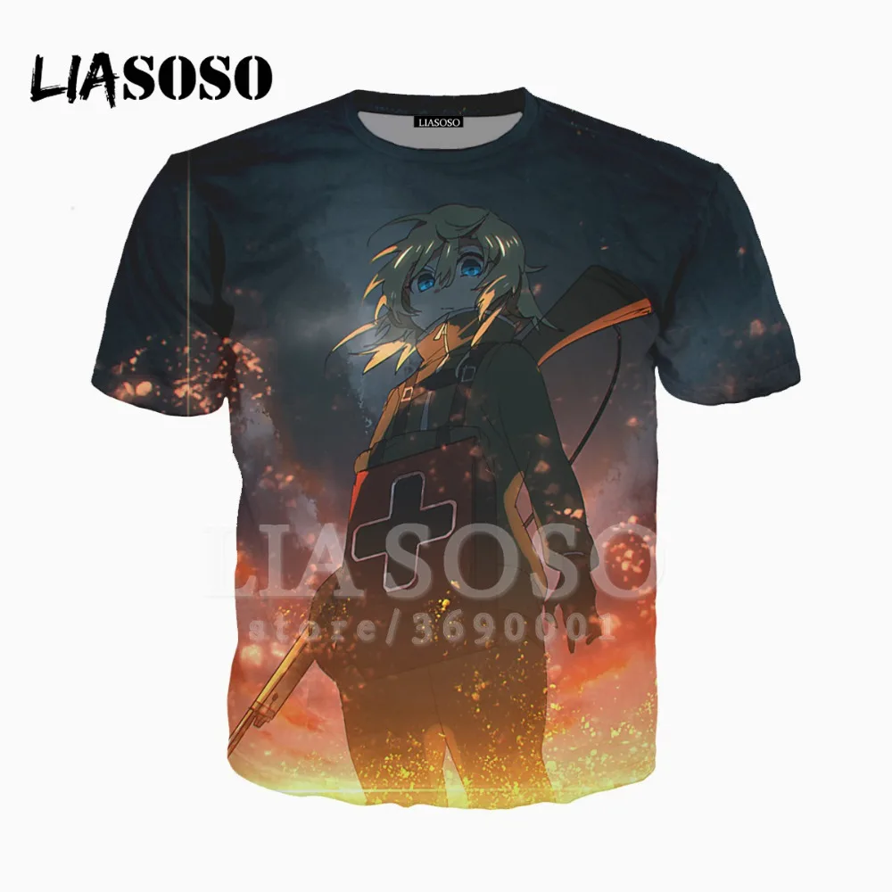 

LIASOSO 3D Print Women Men War Anime Youjo Senki Tanya Degurechaff Kawaii Girl Cosplay Cool Tshirt Summer T-shirt Hip Hop Casual