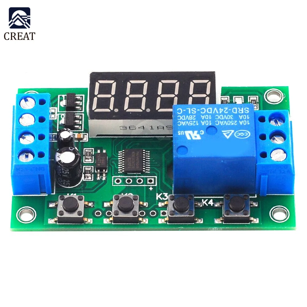 YYC-2S Delay Relay Module Led Display Adjustable Programmable 5V/24V Fixed Time Decoupling Pulse Cycle Power Off Trigger