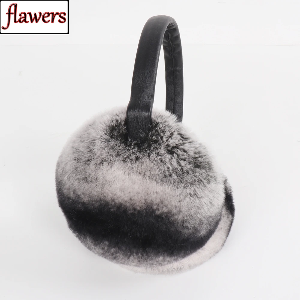 New Style Women 100% Natural Real Rex Rabbit Fur Earmuffs Winter Fashion Girls Rex Rabbit Fur Earmuff Russian Plush Fur Earflap