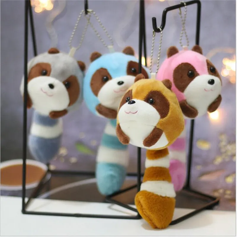 

1PCS Cute Small Raccoon Plush Toy New Odd-Tailed Bear Stuffed Doll School Bag Pendant Keychain Doll 18CM