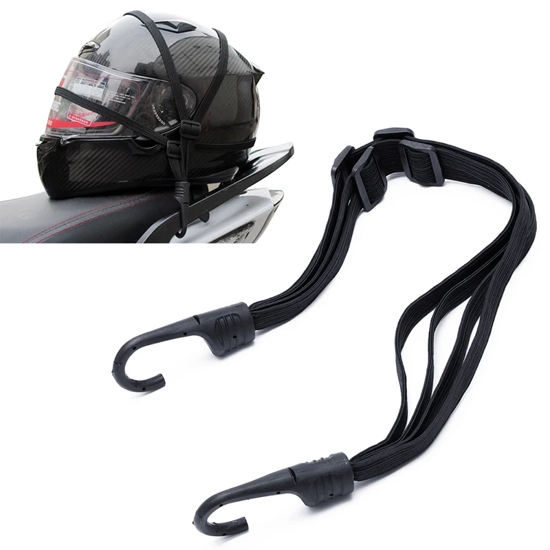 1PC Motorcycle Flexible Retractable Helmet Luggage Elastic Net Rope Strap With 2 Hooks