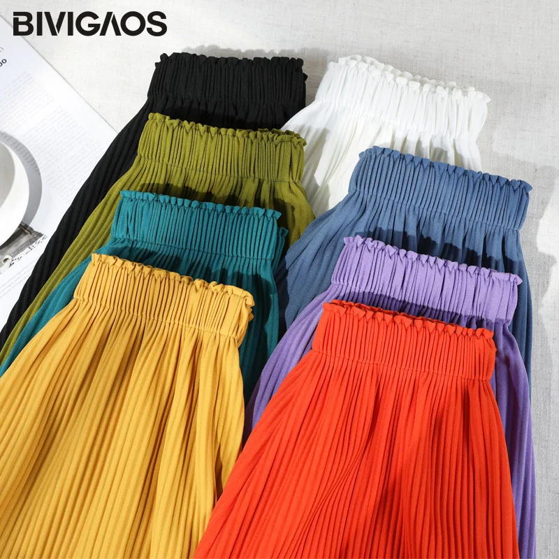 BIVIGAOS New Summer High Waist Shorts Women\'s Loose Wide Leg Shorts Sagging Casual Pleat Chiffon Shorts Lungewear Hotpants