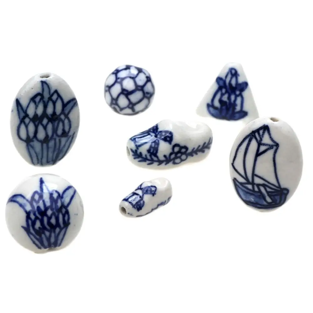 6pcs/batch of blue and white porcelain ceramic beads, used for jewelry making DIY bracelets, necklaces, jewelry making