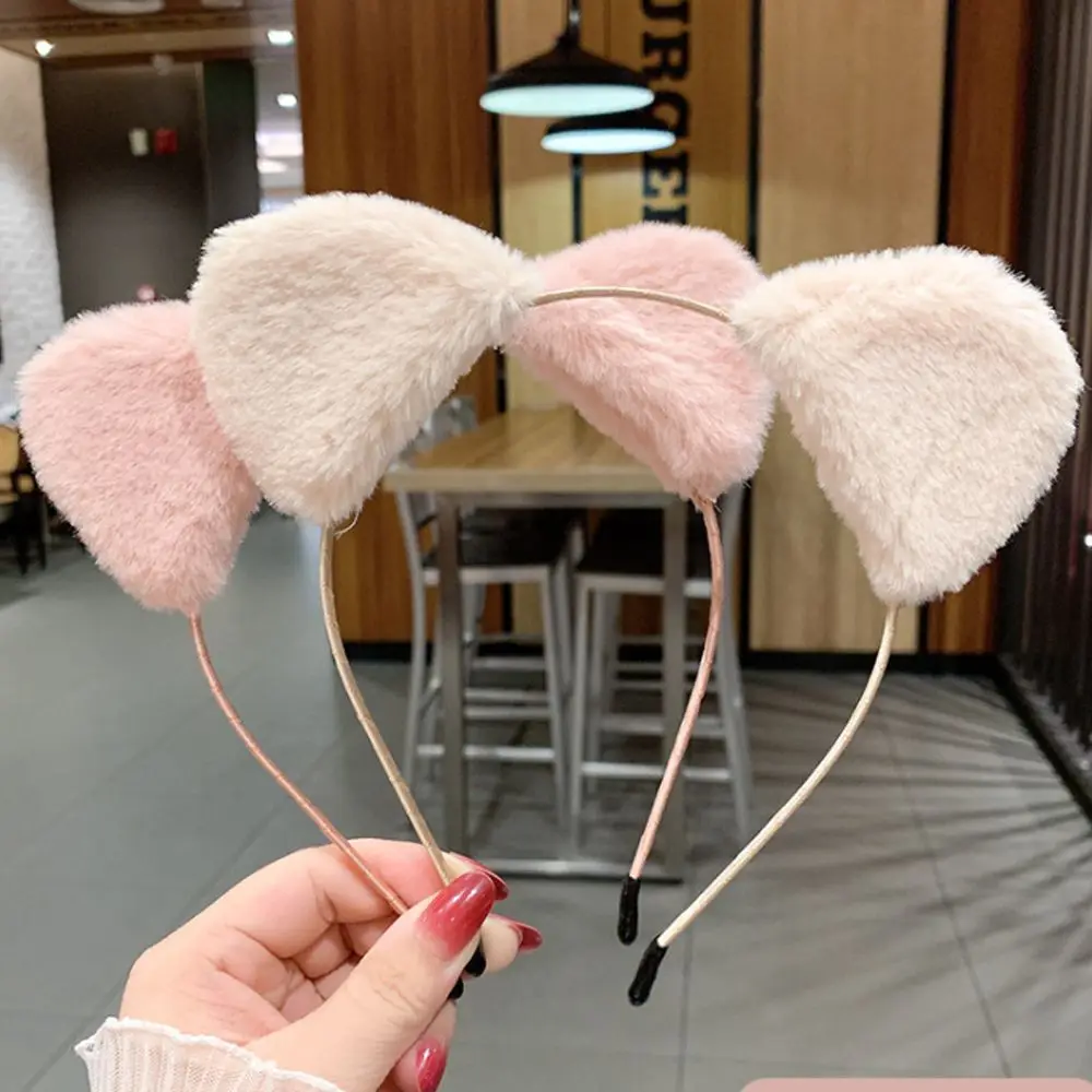 Women Girls Night Party Bar Face Wash Plush Cute Hair Hoop Hair Accessories Hair Band Cat Ears Headband