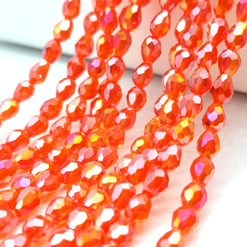 3x5 5x7 8x11mm Waterdrop Faceted Austria Orange AB Crystal Beads Teardrop Glass Beads Loose Spacer Beads for Jewelry Making