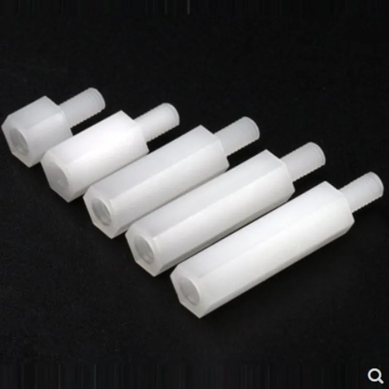 10-50pcs/lot White black Nylon standoff M2 M2.5 M3 M4*L+6 male to female nylon plastic spacer