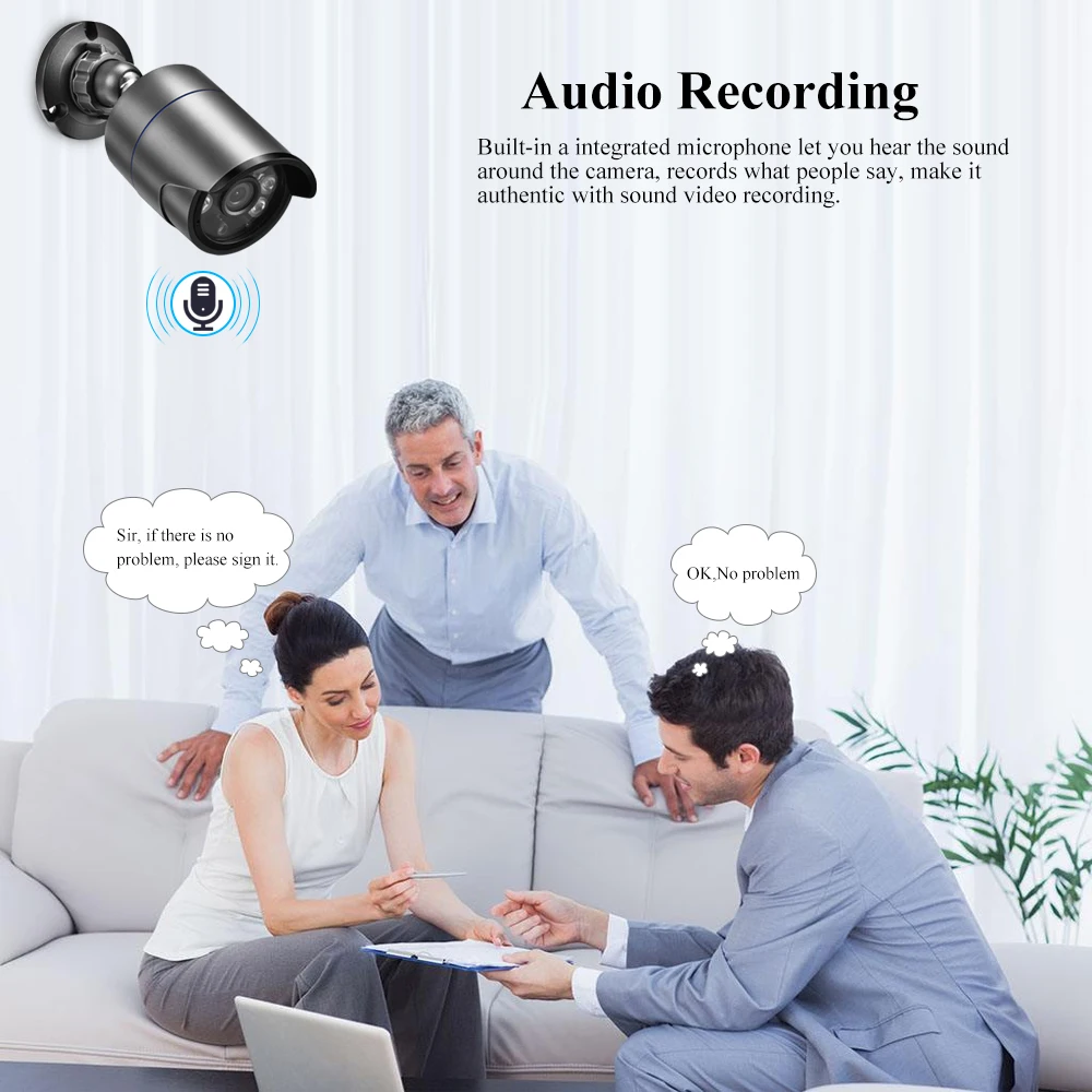 AZISHN 4K Ultra HD Surveillance Camera System 8MP H.265 POE NVR CCTV Video Recording Outdoor Weatherproof Security Camera Kit