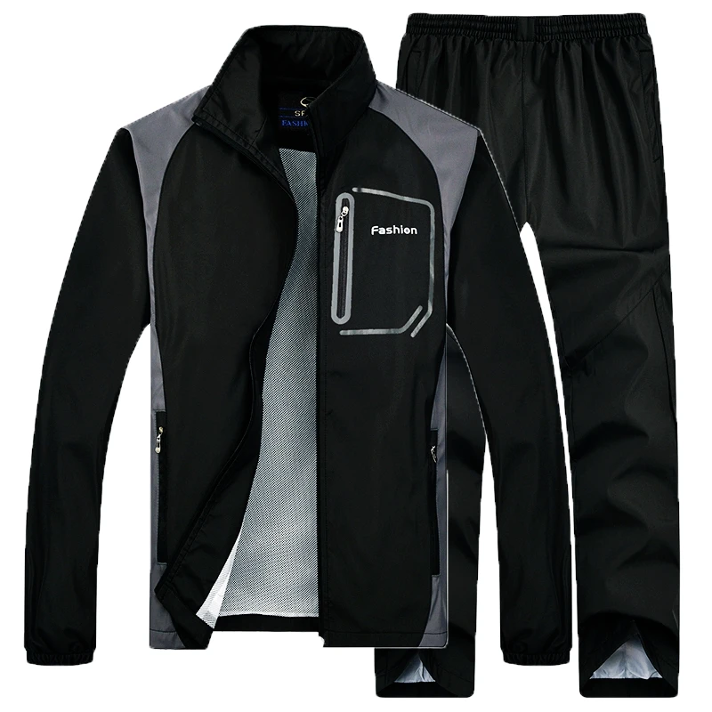 

Two Piece suits Autumn Clothing Jacket+Pants Sets Men Casual Tracksuit Outerwear Walking Hoodies Fitness Sportswear