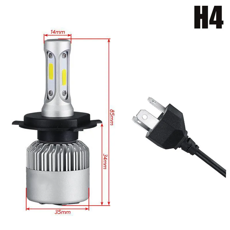 Bombillas LED para faros delanteros de coche, luz de estilo brillante, H4, H7, H11, COB, Hi-Lo, 36W, 16000LM, 6000K, 12V, 1 unidad