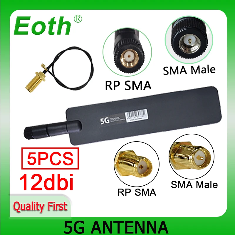 

EOTH 5pcs 5G antenna 12dbi sma male wlan wifi 5ghz antene pbx iot module router tp link signal receiver antena high gain