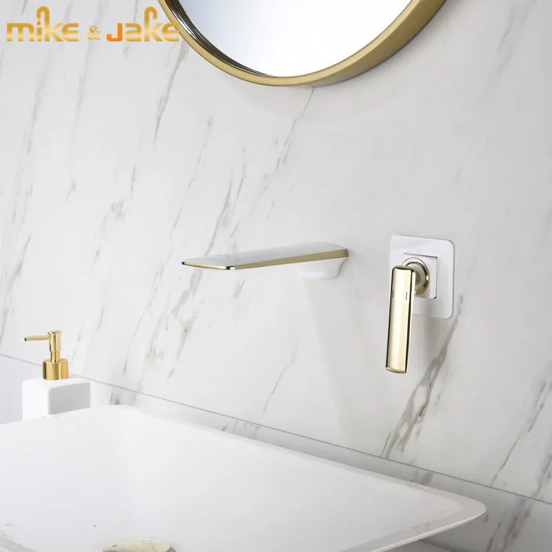 Waterfall concealed faucet wall type gold black hot and cold wall tap light luxury wash basin wall water basin faucet