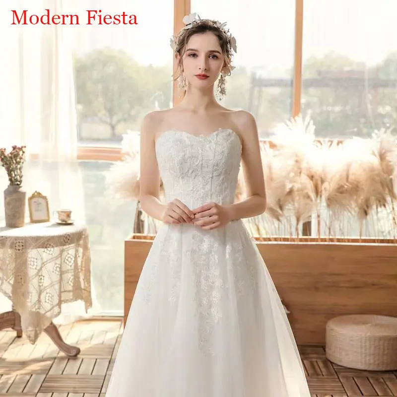 

Vestido De Noiva Sexy Strapless Lace Appliques Wedding Dress Robe De Soiree Bride To Be атласное платье Robe De Mariée MF0101