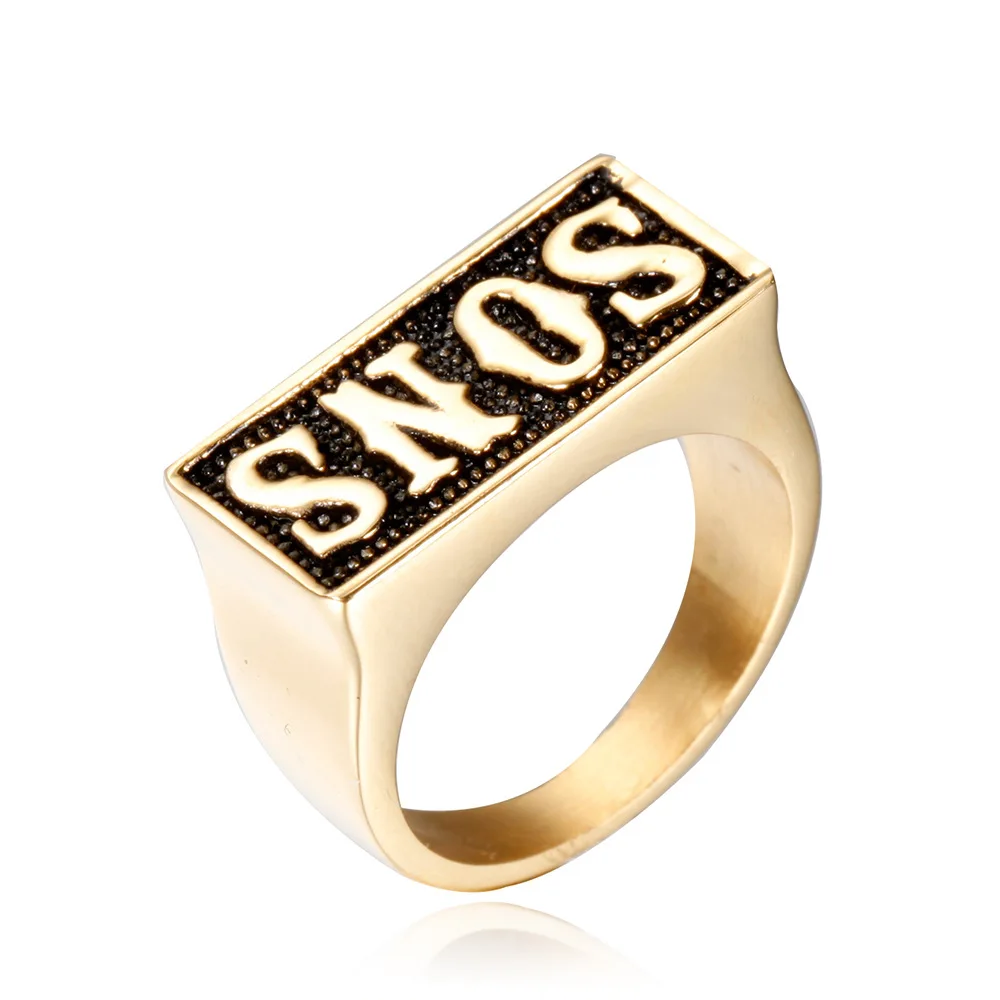 MIQIAO Stainless Steel Titanium Sons of Anarchy Punk English Letter Vintage Rings for Men Women Couple Friends Gift Jewelry Bagu