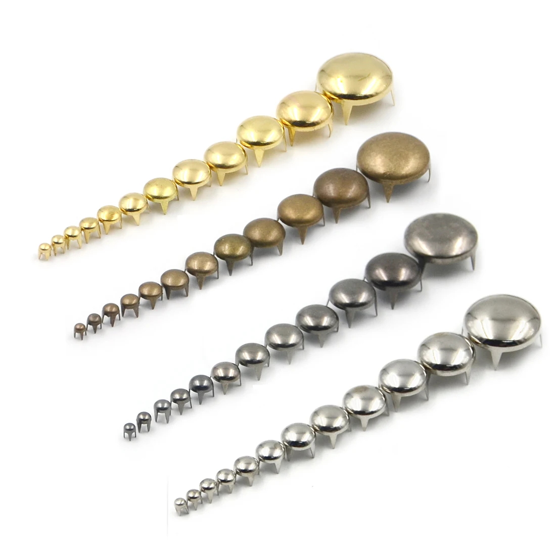 100 Stück 2,5–16 mm runde Kuppel-Spike-Nieten, Punkte, Nieten, Nagelkopf, Punkrock, DIY-Lederhandwerk für Kleidung, Tasche, Schuhe, Teile, Dekoration – Detail 2
