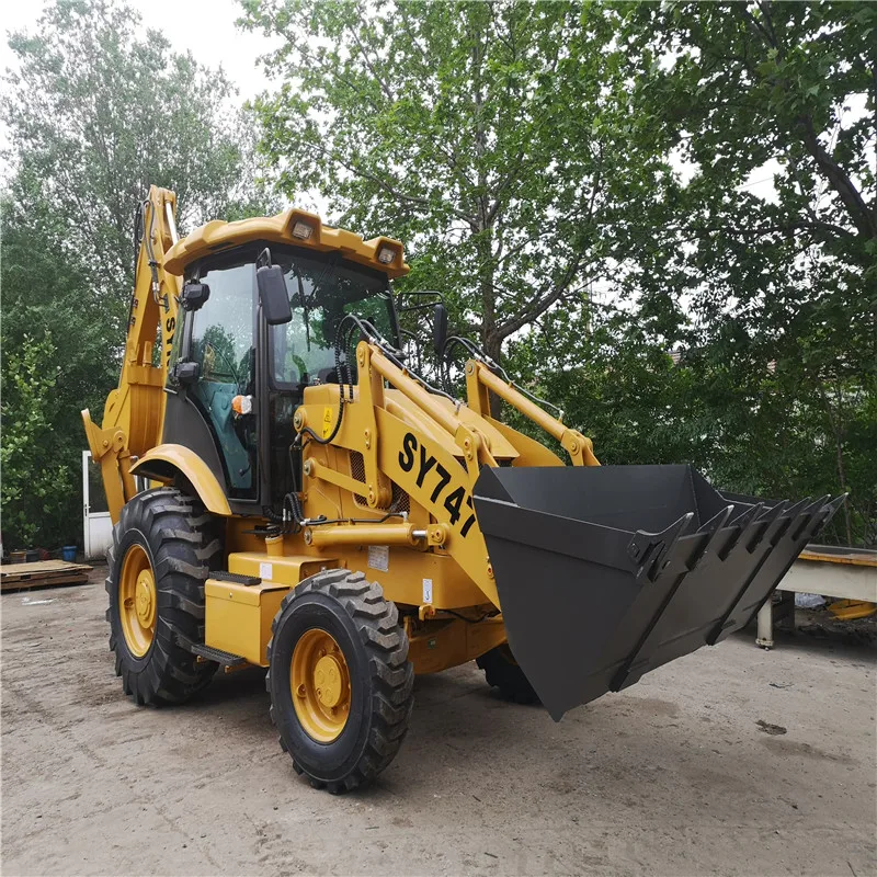 SYNBON Stepless Speed Change Excavation Loading Bucket Excavator Backhoe Loader