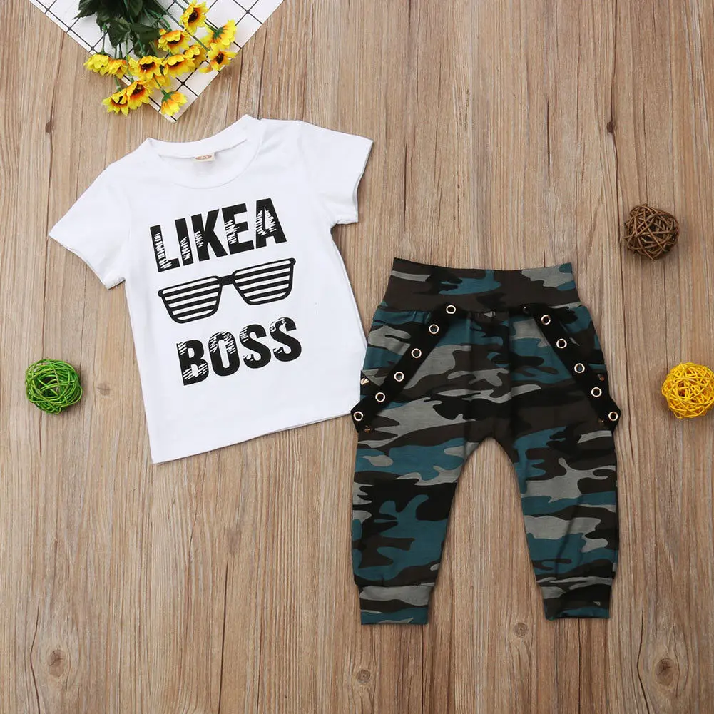 Pudcoco Boy Set 0-3Y AU Toddler Kids Baby Boy Cute Outfits Short Sleeve T-Shirt Top+Pants Clothes Set Baby\'s Sets Boy Clothing