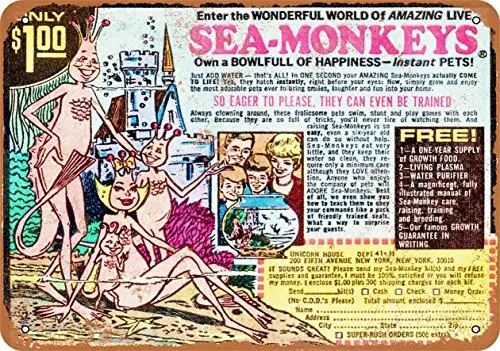 Metal Sign - Sea Monkeys Comic Book Ad - Vintage Look Wall Decor for Cafe beer Bar Decoration Crafts