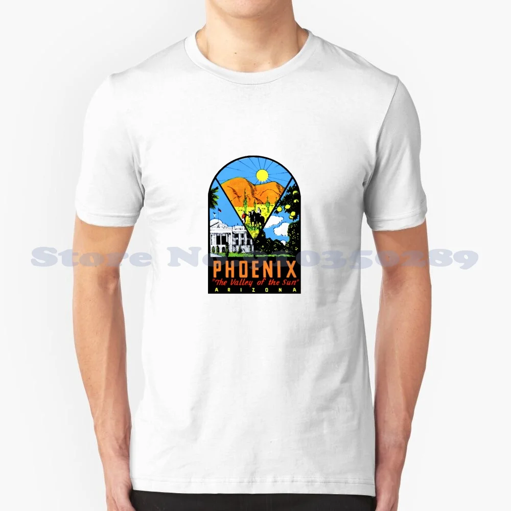 Phoenix Arizona Vintage Travel Decal 100% Cotton T-Shirt Phoenix Arizona Vintage Travel Valley Of The Sun Coyotes Glendale