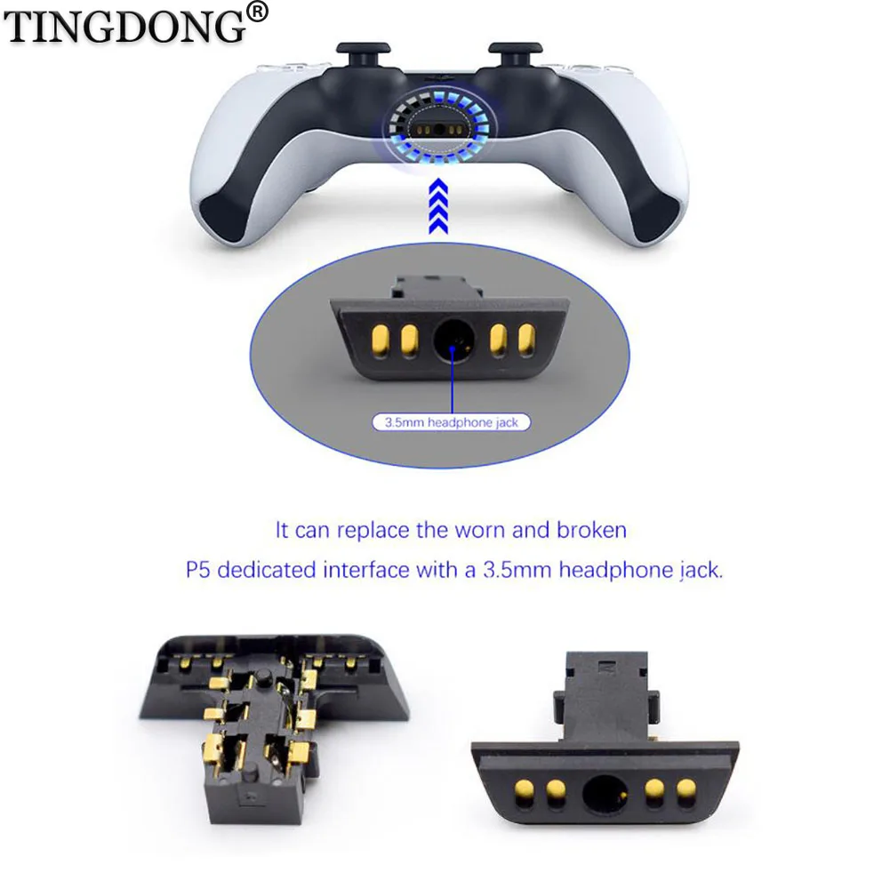 20PCS High quality Headphone Headset Earphone Jack Port Socket Connector for Playstation5 PS5 Controller replacement  Parts