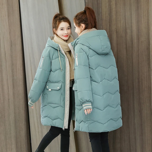 2026 Winter Women Jacket Coats Long Parkas Female Down Cotton Hooded Overcoat Thick Warm Jackets Windproof Casual Student Coat 2