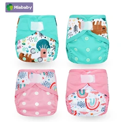 Miababy(4pcs/lot) Newborn Cloth Diaper Cover Eco-friendly baby washable cloth cover Diaper Insert Waterproof Reusable Nappy