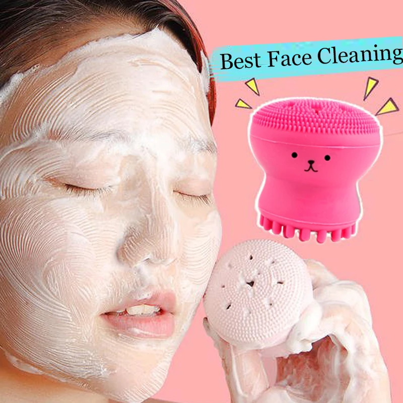 Silicone Face Cleansing Brush Pore Cleaner Exfoliato Facial Cleanser Octopus Shape Deep Foam Blackhead Face Scrub Washing Brush