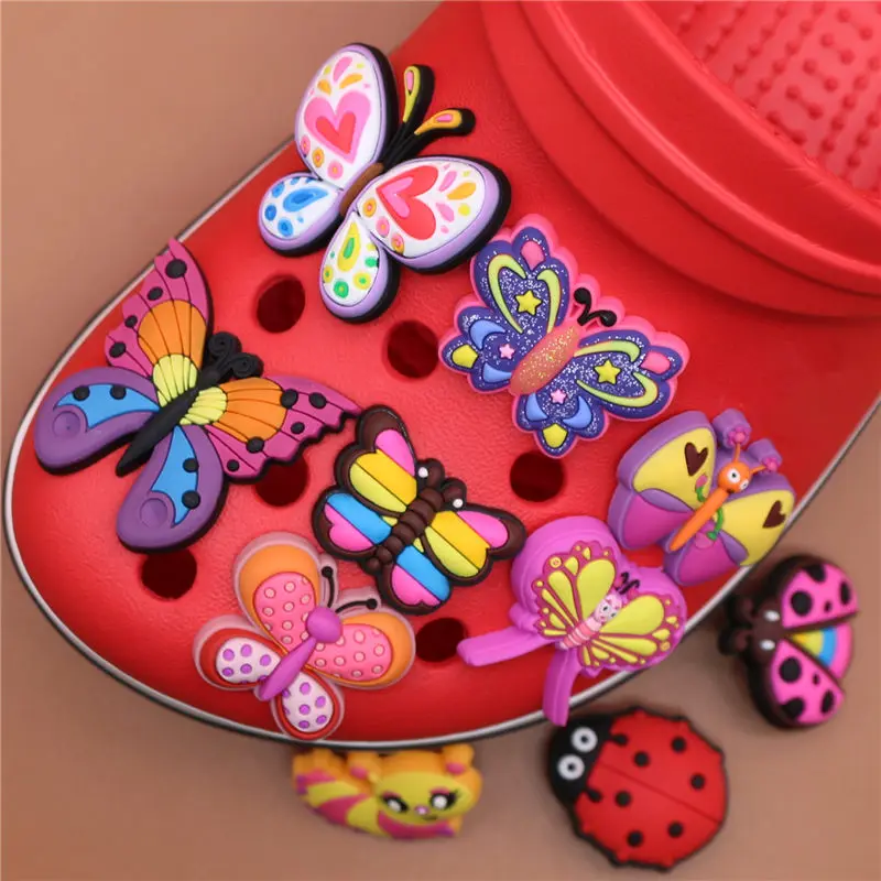 Single Sale 1pcs Shoe Charm Decorations Exquisite Butterfly Shoe Accessories Original Sandal Buckles fit Bracelet U49