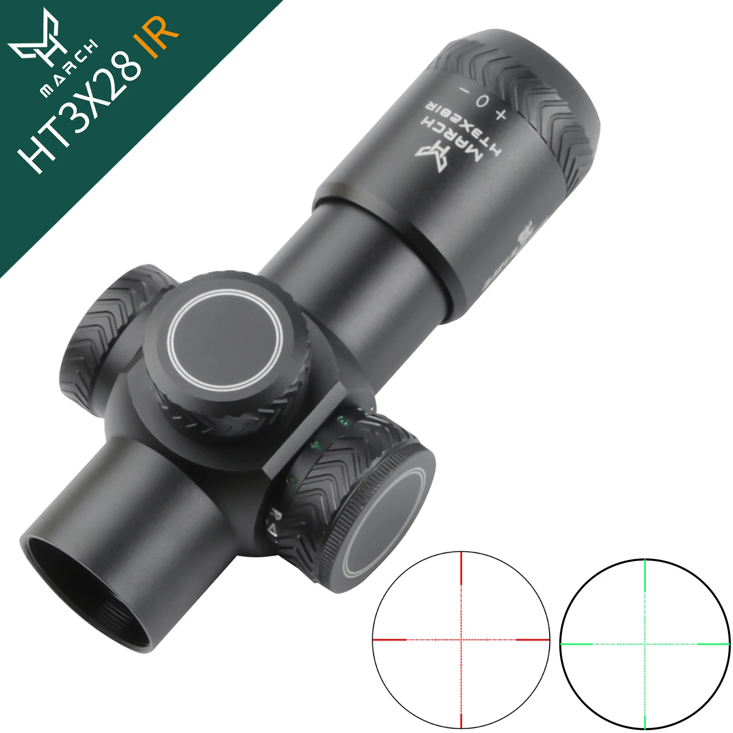 MARCH HT 3X28 Tactical Rifle Scope Red Green Reticle Airsoft Riflescope Outdoor Sport Hunting Optics Shooting Glock Gun Sight