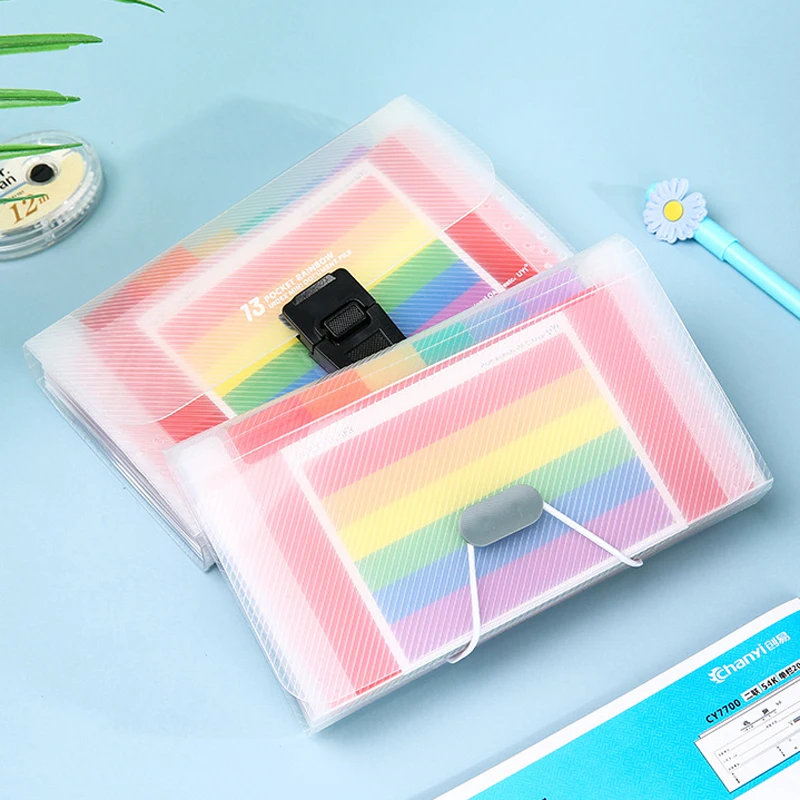 13 Pockets File Folder Portable Extension Wallet Bill Receipt Colored File Sorting Organizer Storage Bag School Office Supplies