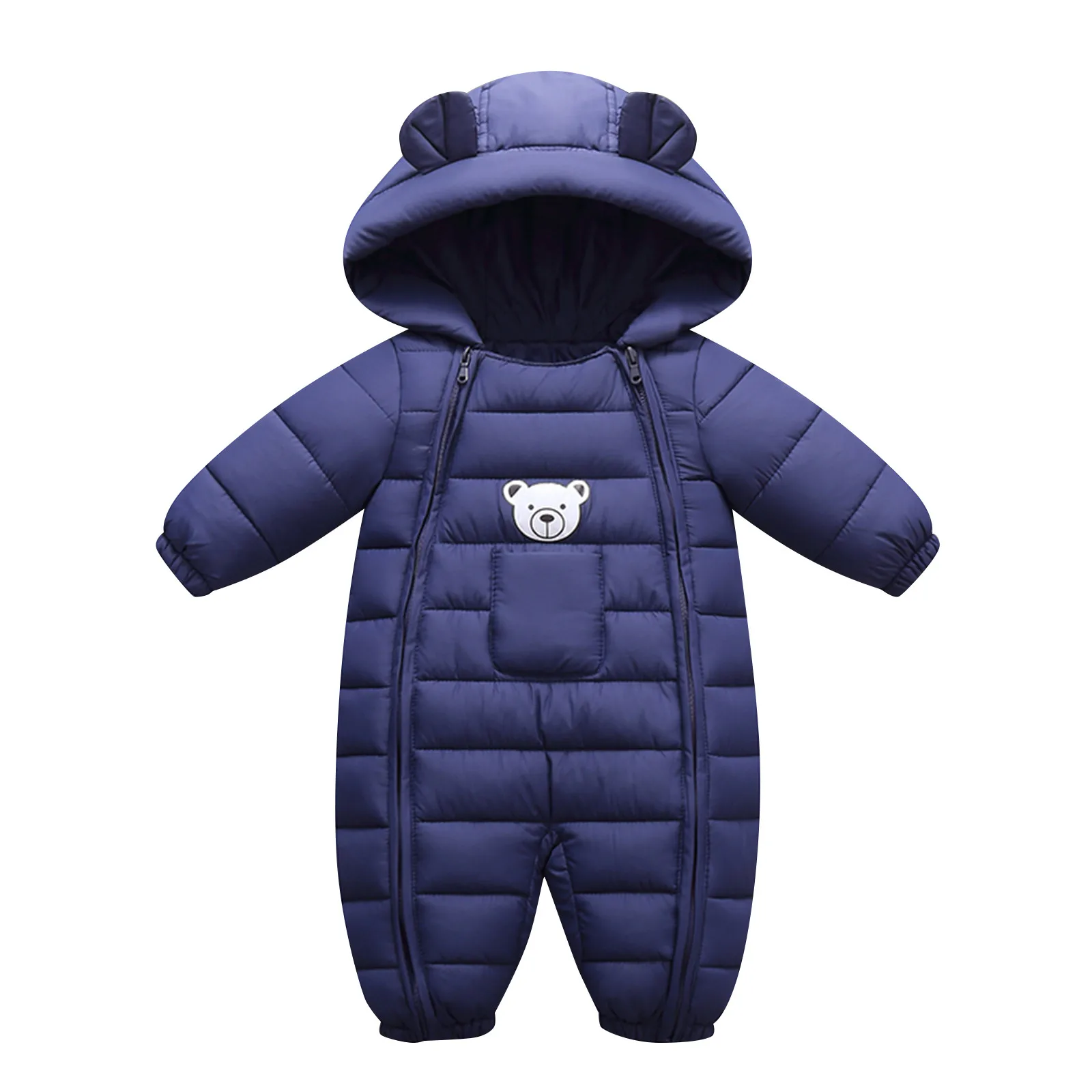 Toddler Kids Baby Girls Boys Hooded Coat Outdoor Thick Winter Warm Windproof Coat Bear Ears Romper Playsuit Jumpsuit 0-24 Months