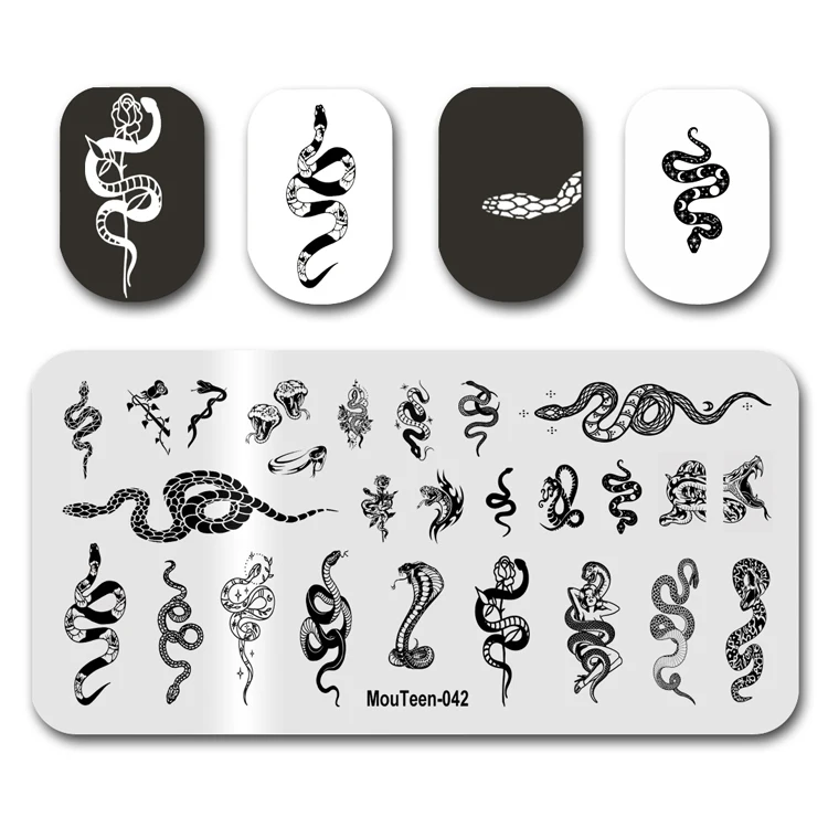 Ensemble de plaques d'estampage pour ongles, grande taille, motif papillon, fleur, nail art, manucure, tampon, MouTeen035