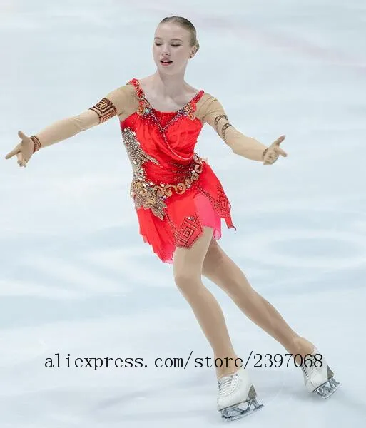 

Red Ice Skating Dresses Women Custom Figure Skating Dresses Women Competition Skating Dresses Kids Free Shipping