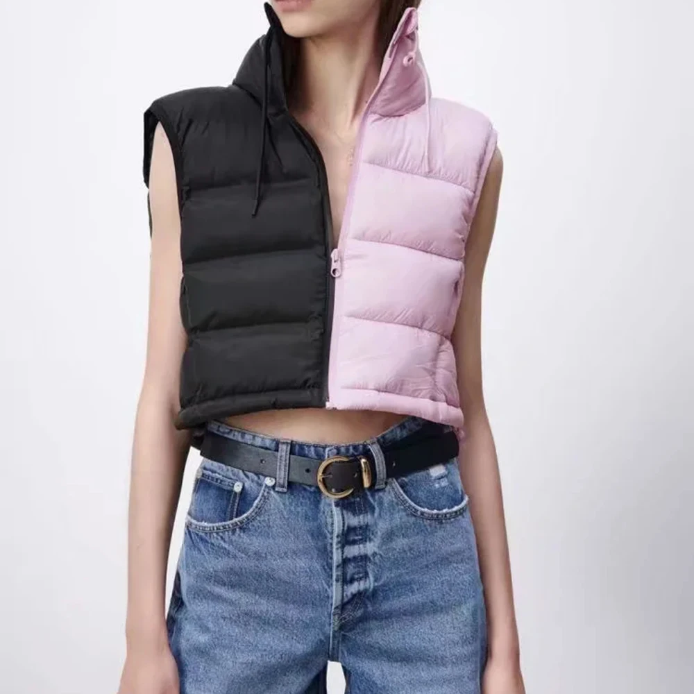 xikom 2021 Autumn Women Elegant Streetwear Vest Female Vintage Slim Stand Collar Zipper Casual Waistcoat Thin Chic Short Tops