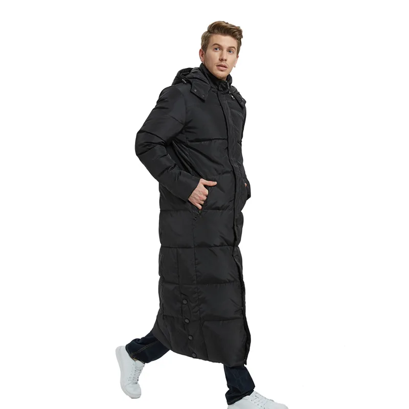 Men\'s Super Long Coat Winter Knees Long Section Thick Large Size Business Men\'s Outdoor Winter Jacket Black Coat