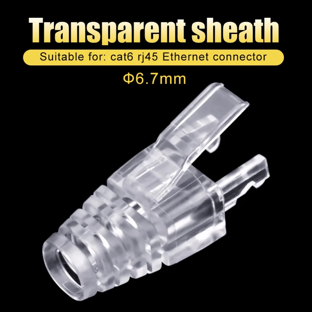 6.7mm RJ45 Connector Caps Cat6 RJ45 Plug Boots Strain Relief Ethernet Network Cable Crystal Head Protect Covers