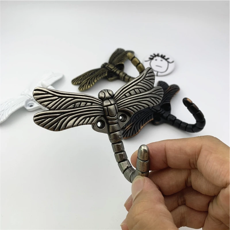 LCH Artistic Creative Dragonfly Shaped Clothes Hook Keys Holder Zinc Alloy Cabinet Pull Matt Silver Ancient Brass Finish