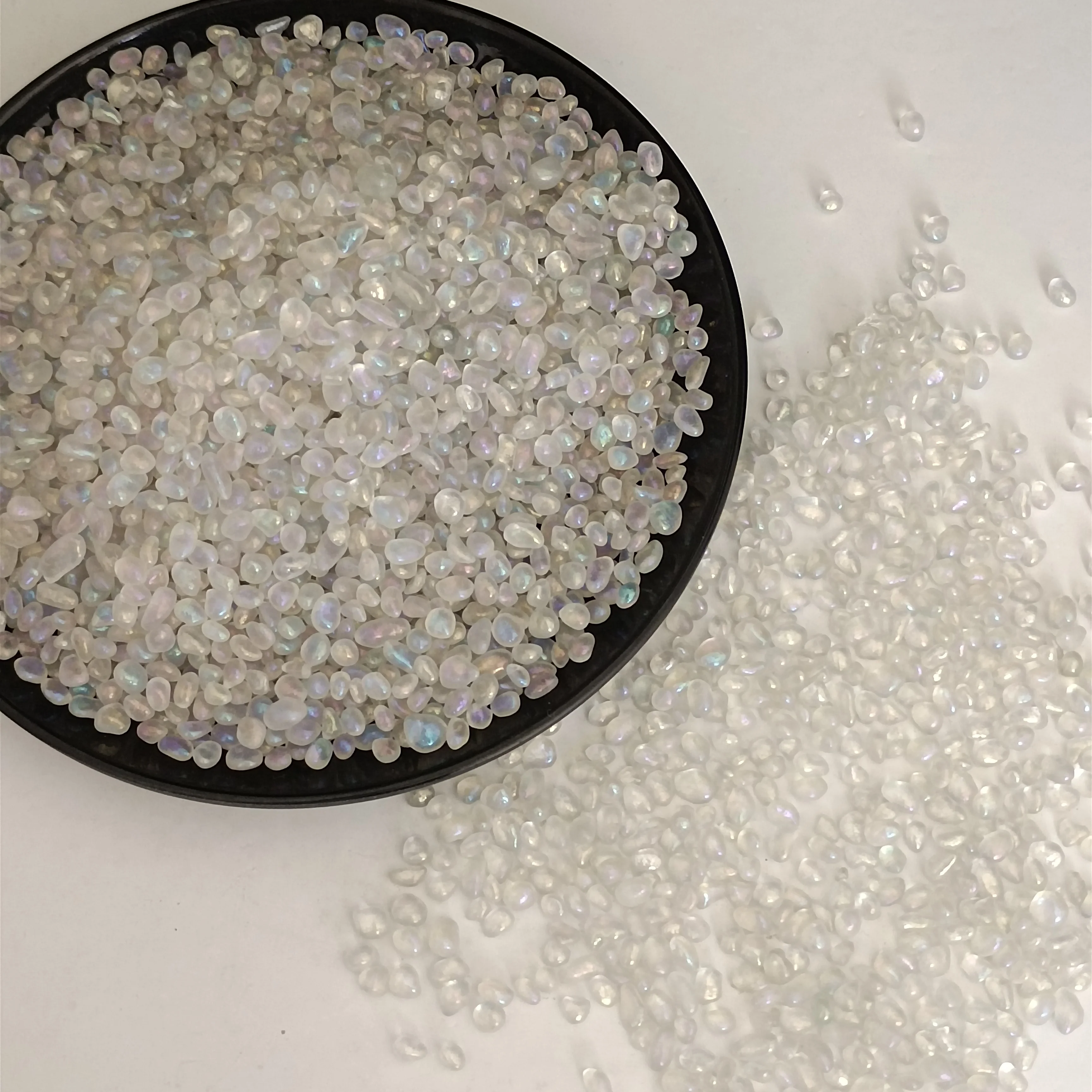 100g Rainbow Titanium Aura White Quartz Crystal Stone Moonstone Gravels Decoration Healing Stones and Minerals