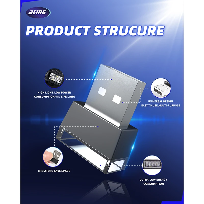 Mini usb conduziu a luz ambiente do carro interior decorativo atmosfera lâmpada de néon estilo noite luz para acessórios casa carro 7 cores