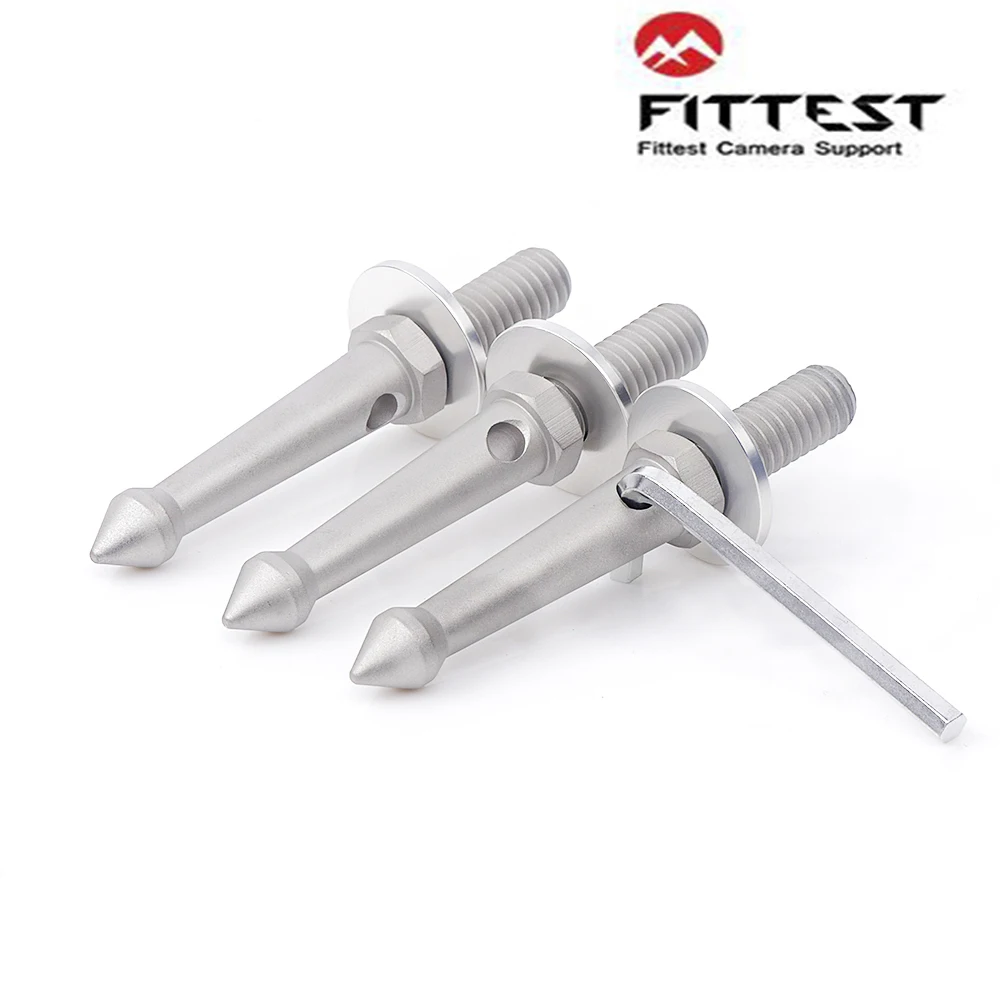 FITTEST 80mm Tripod Spikes Camera Stainless Steel Spikes 3pcs Set 3/8 Screw Stainless Steel Spike LS-80