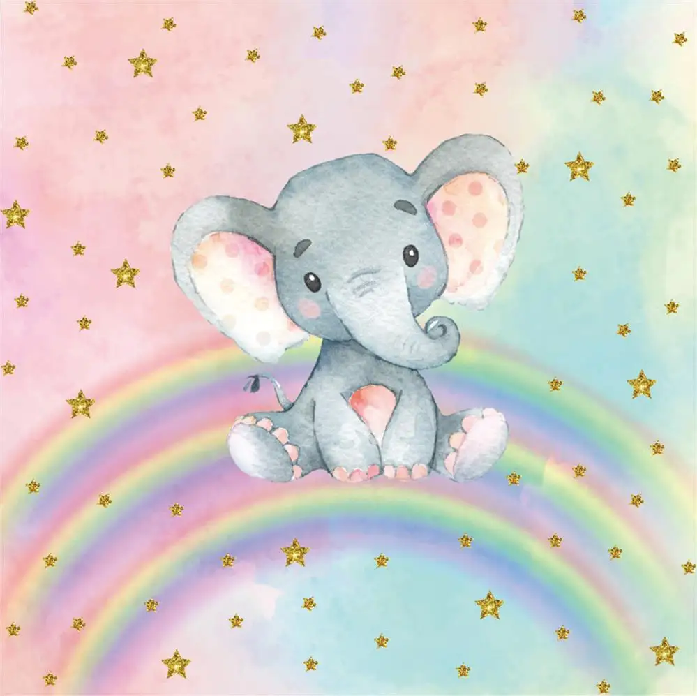 Elephant Baby Shower Backdrop Photography Moon Star Party Customized Banner Portrait Photo Background Photocall Photo Studio image 6